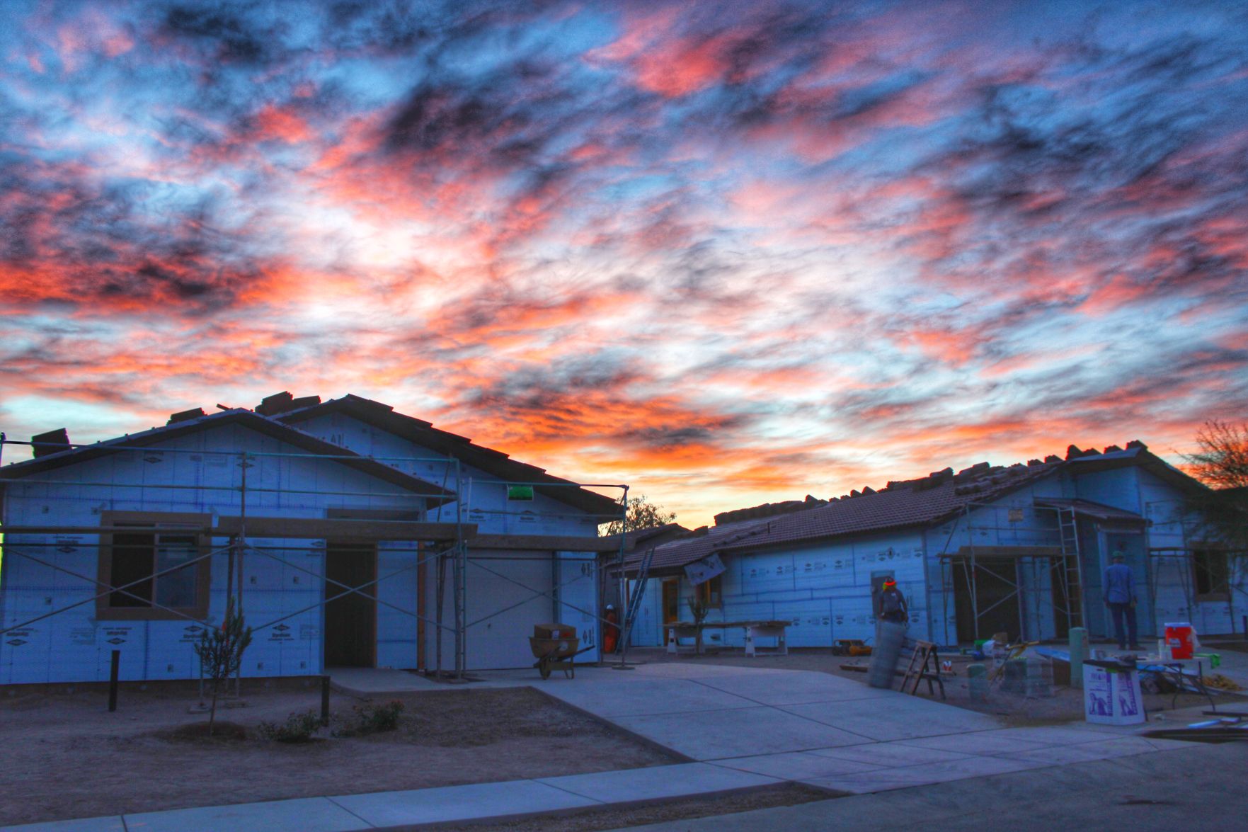 Sunrise at the Habitat Tucson build site